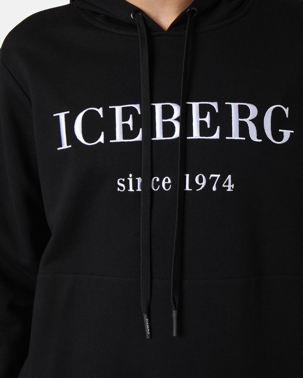 Heritage logo black & white hooded sweatshirt - Iceberg - Official Website