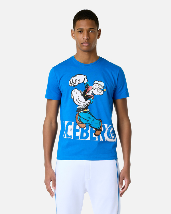 T-shirt bluette Popeye stencil - Iceberg - Official Website