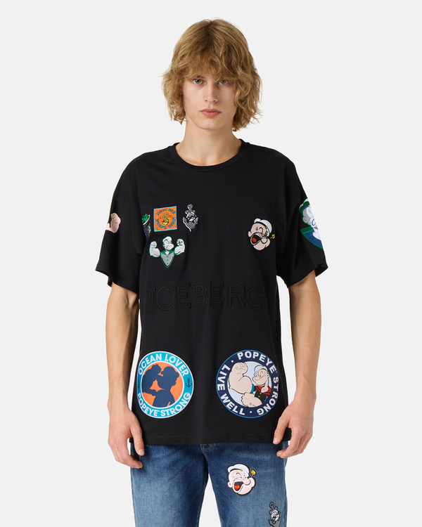 T-shirt nera patch Popeye - Iceberg - Official Website