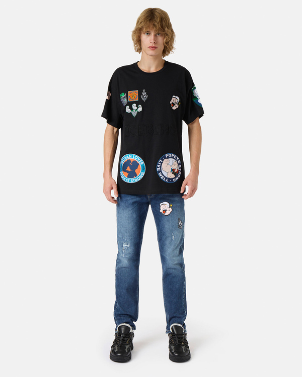 T-shirt nera patch Popeye - Iceberg - Official Website