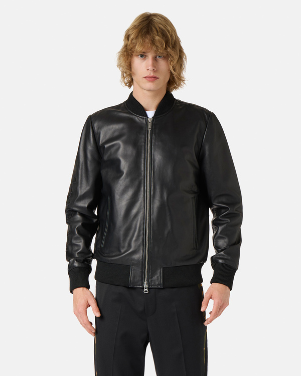 Popeye black leather bomber jacket 