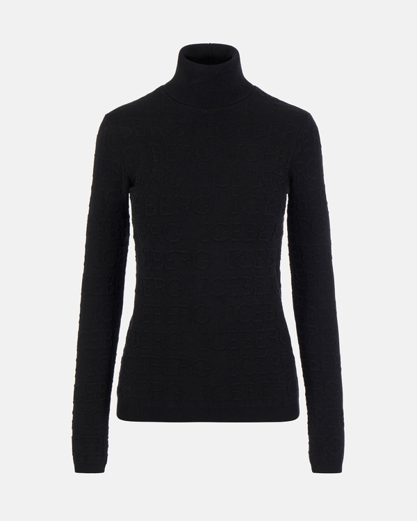 Black 3D logo turtle neck sweater - Iceberg - Official Website