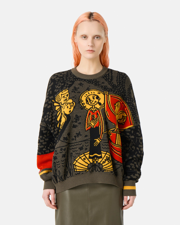 Olive graphic green sweater - Iceberg - Official Website