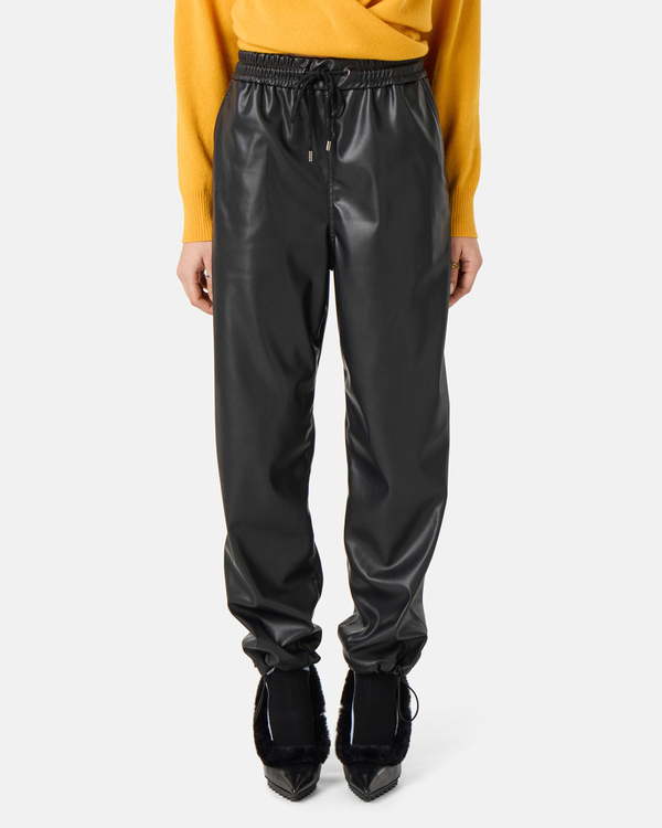 Faux leather black logo joggers - Iceberg - Official Website