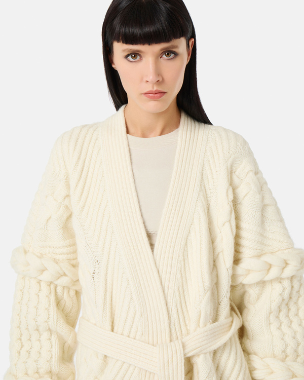 Milky white braided knit cardigan - Iceberg - Official Website