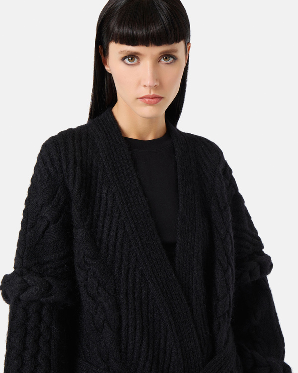 Black braided knit cardigan - Iceberg - Official Website