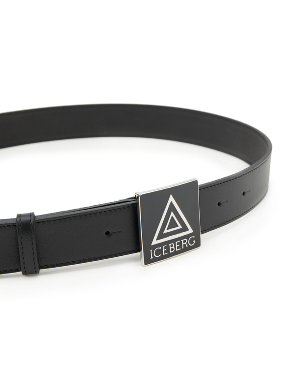 Leather belt with triangle logo buckle - Iceberg - Official Website