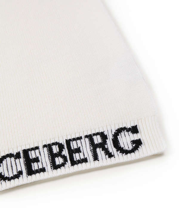 Cream knitted scarf with logo - Iceberg - Official Website