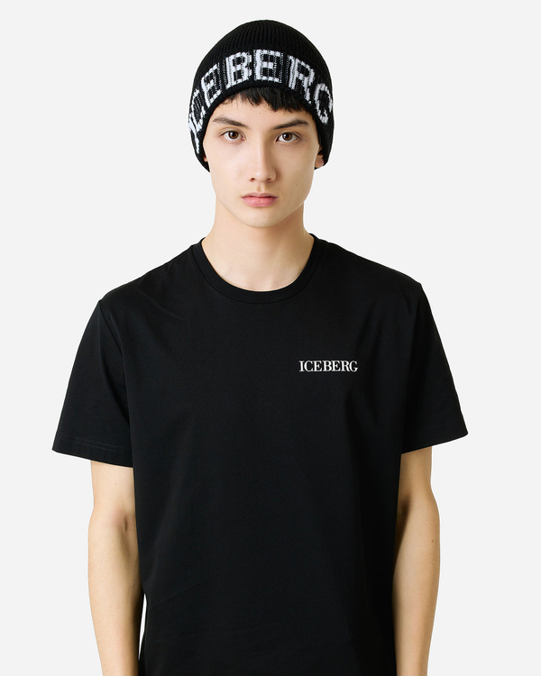 Merino wool black logo beanie - Iceberg - Official Website