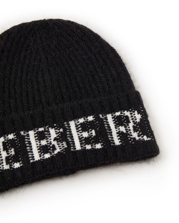 Black knitted hat with logo - Iceberg - Official Website
