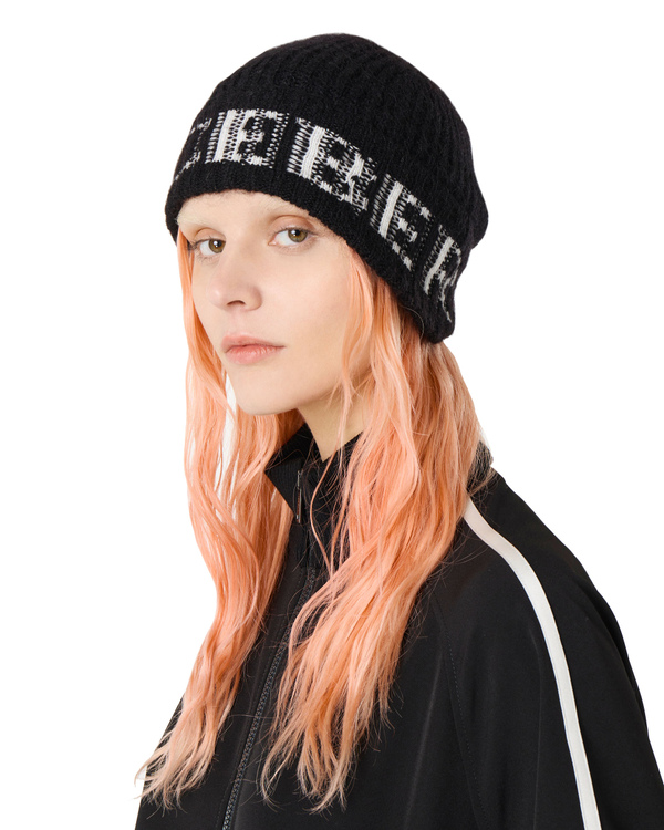 Black knitted hat with logo - Iceberg - Official Website
