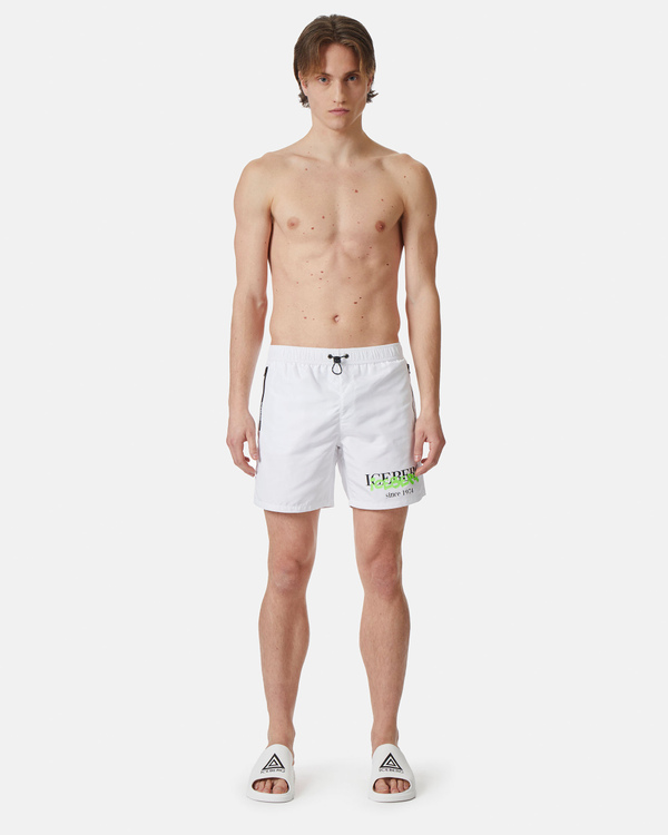White heritage logo swimming boxer shorts - Iceberg - Official Website