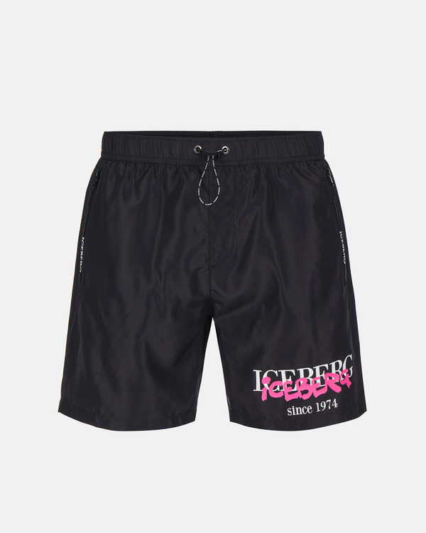 Black heritage logo swimming boxer shorts - Iceberg - Official Website