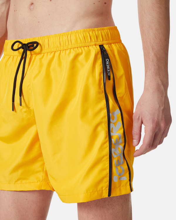 Yellow boxer swimming shorts with side logo detail - Iceberg - Official Website