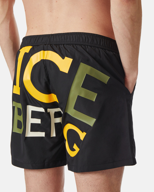 Black logo print boxer swimming shorts - Iceberg - Official Website