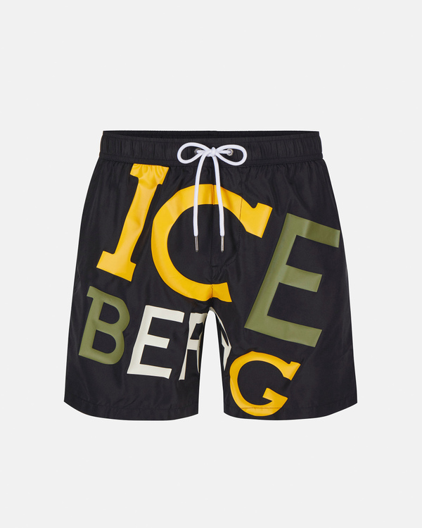 Black logo print boxer swimming shorts - Iceberg - Official Website