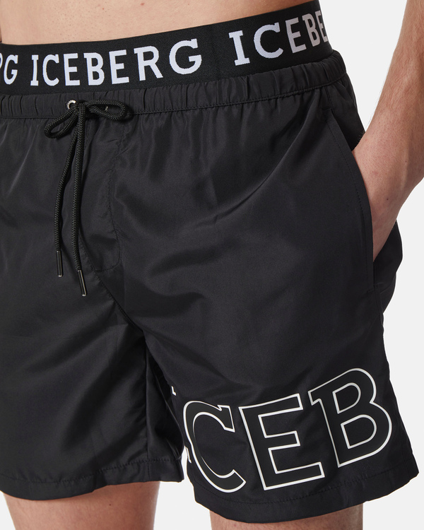 Boxer mare neri con elastico con logo istituzionale - Iceberg - Official Website