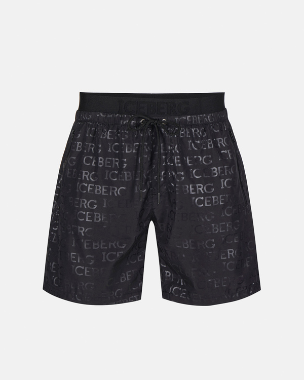 Black all over lceberg logo boxer swimming shorts - Iceberg - Official Website