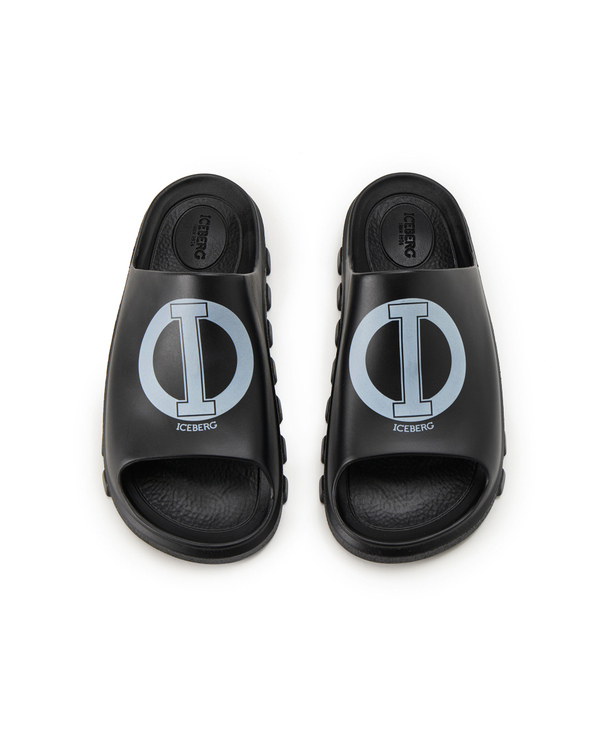 Women's New Slipper slider in black with white - Iceberg - Official Website