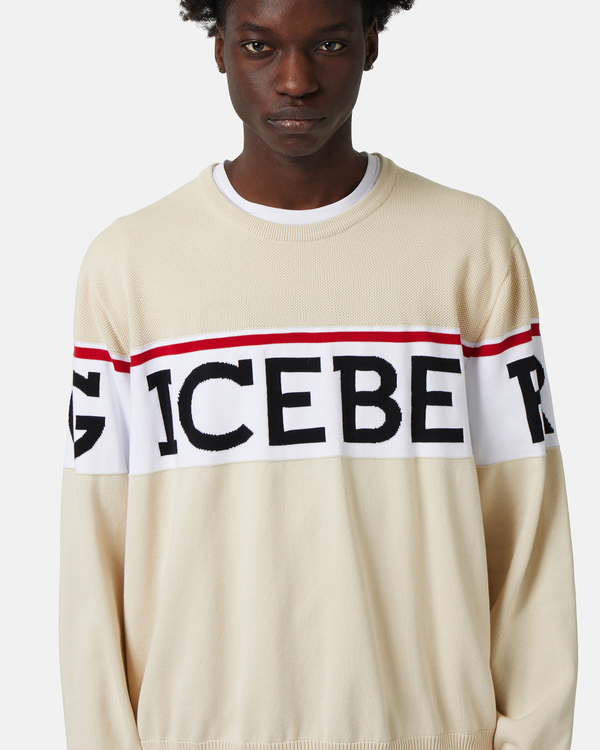 Cream institutional logo sweatshirt - Iceberg - Official Website