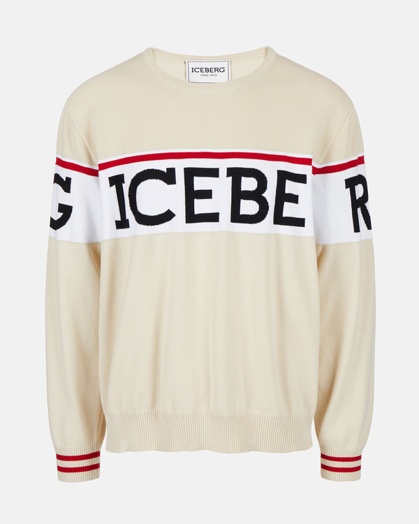 Cream institutional logo sweatshirt - Iceberg - Official Website