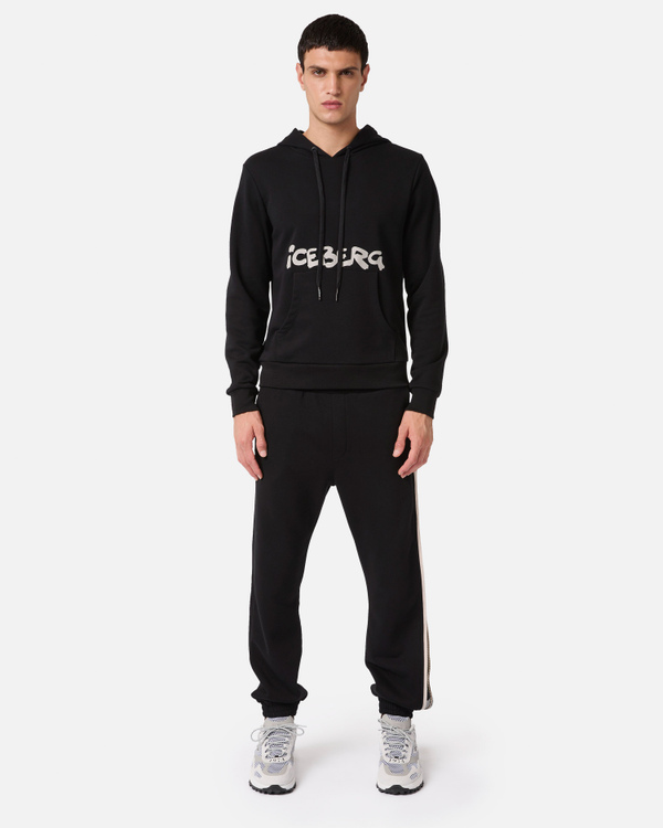 Black joggers with zip and logo - Iceberg - Official Website