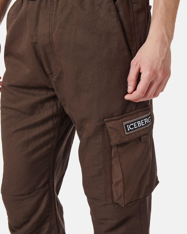 Brown institutional logo trousers - Iceberg - Official Website