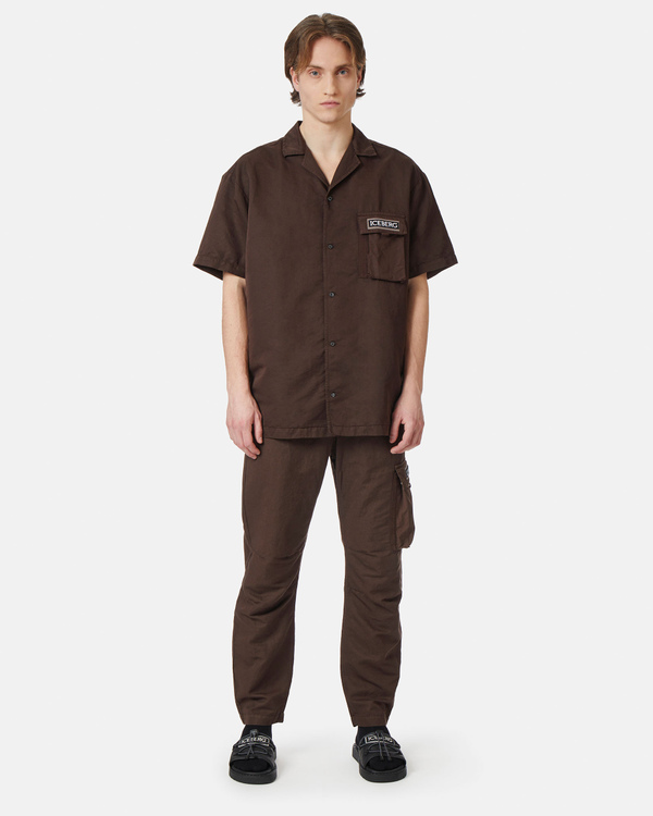 Brown institutional logo trousers - Iceberg - Official Website