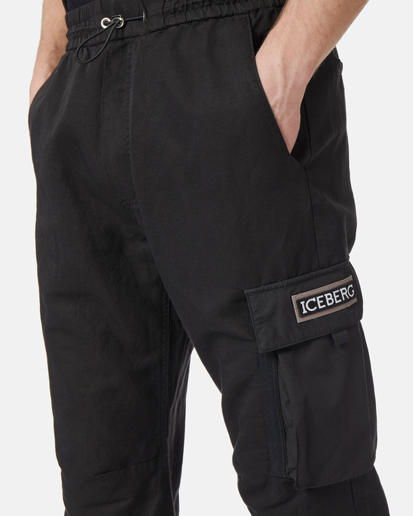 Black institutional logo trousers - Iceberg - Official Website