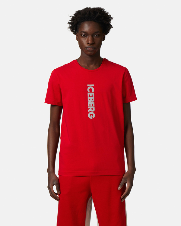 T-shirt rossa logo verticale - Iceberg - Official Website