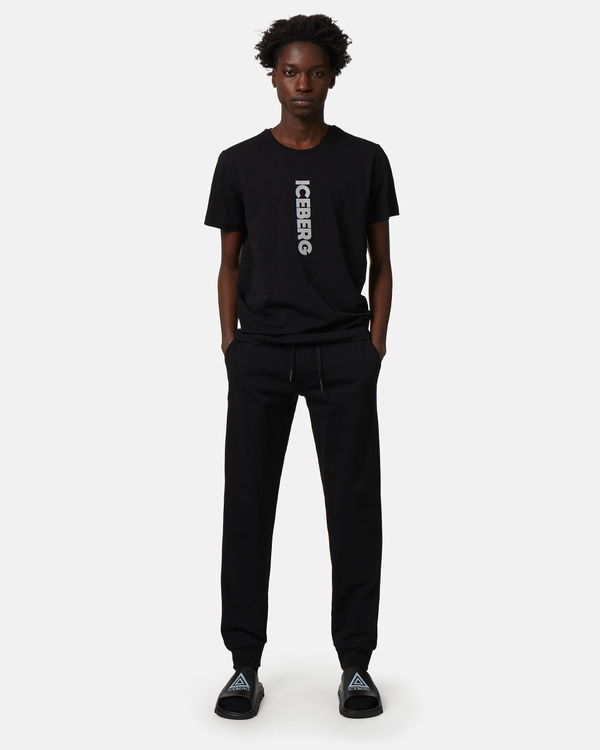 Vertical logo t-shirt in black - Iceberg - Official Website