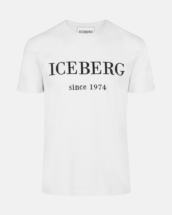 Embroidered heritage logo t-shirt in white - Iceberg - Official Website