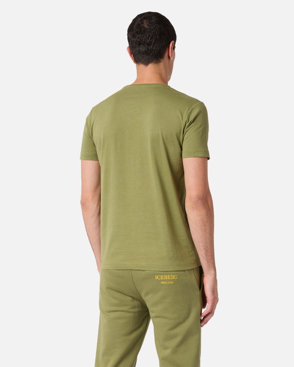 Embroidered heritage logo khaki t-shirt - Iceberg - Official Website