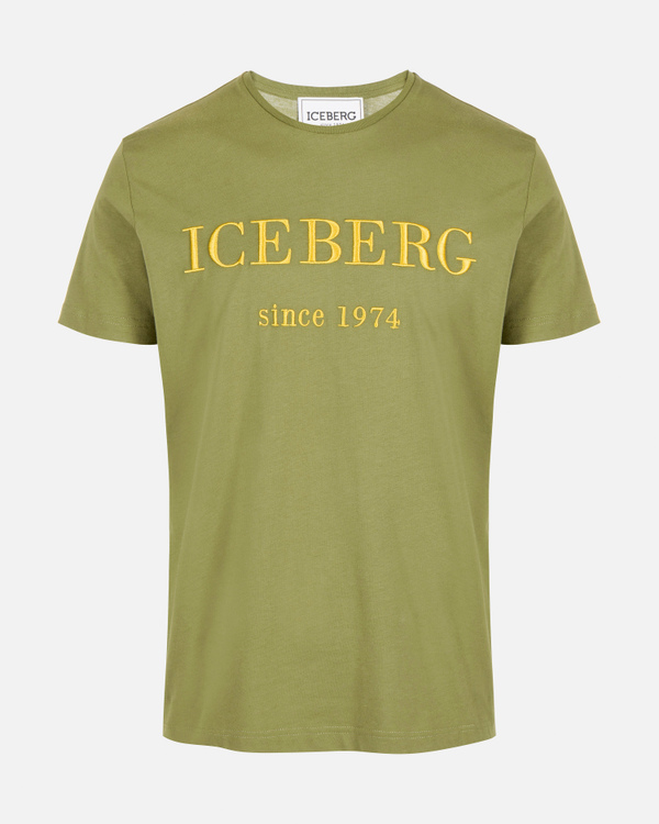 T-shirt kaki logo heritage ricamato - Iceberg - Official Website