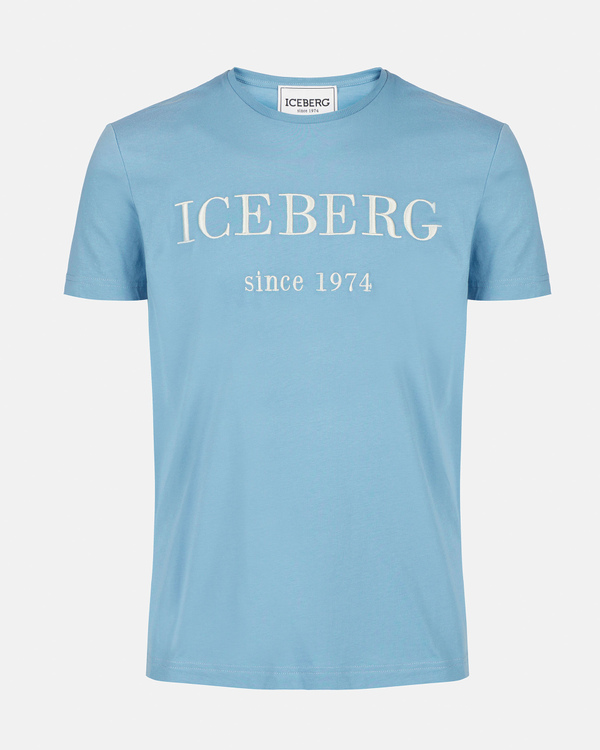 Embroidered heritage logo t-shirt in celestial blue - Iceberg - Official Website