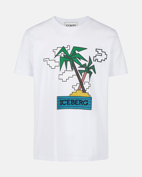 Palm print t-shirt in white - Iceberg - Official Website