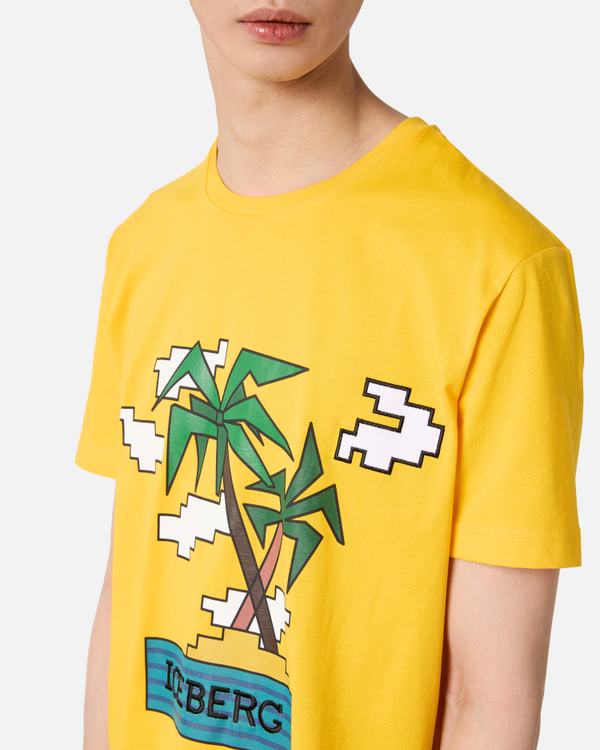 T-shirt gialla stampa palme - Iceberg - Official Website
