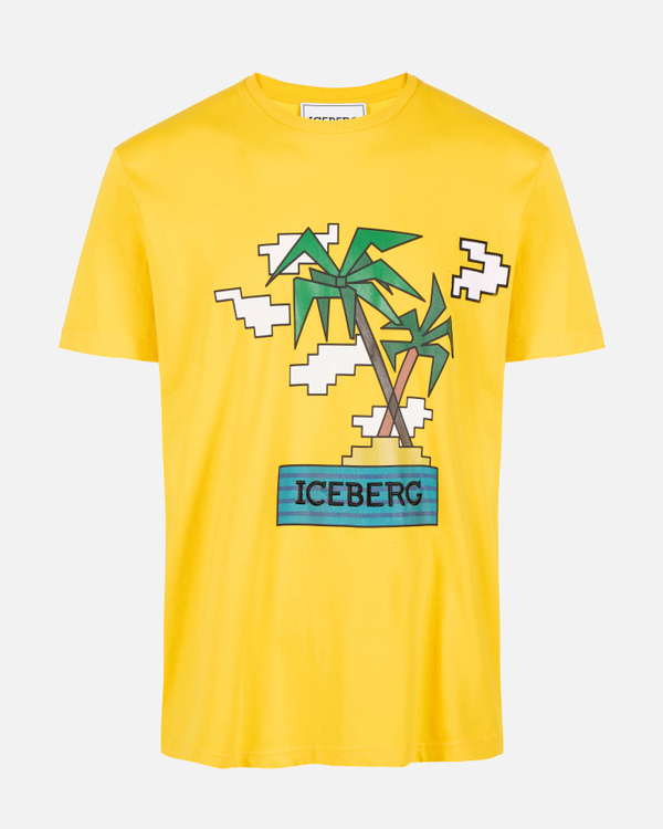 T-shirt gialla stampa palme - Iceberg - Official Website