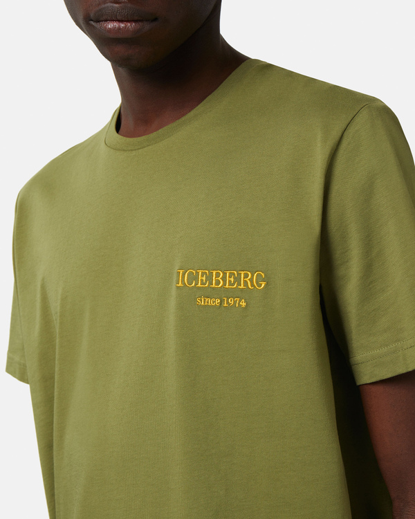 Heritage logo khaki green t-shirt - Iceberg - Official Website