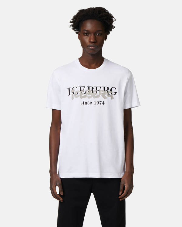 Heritage logo print t-shirt in white - Iceberg - Official Website