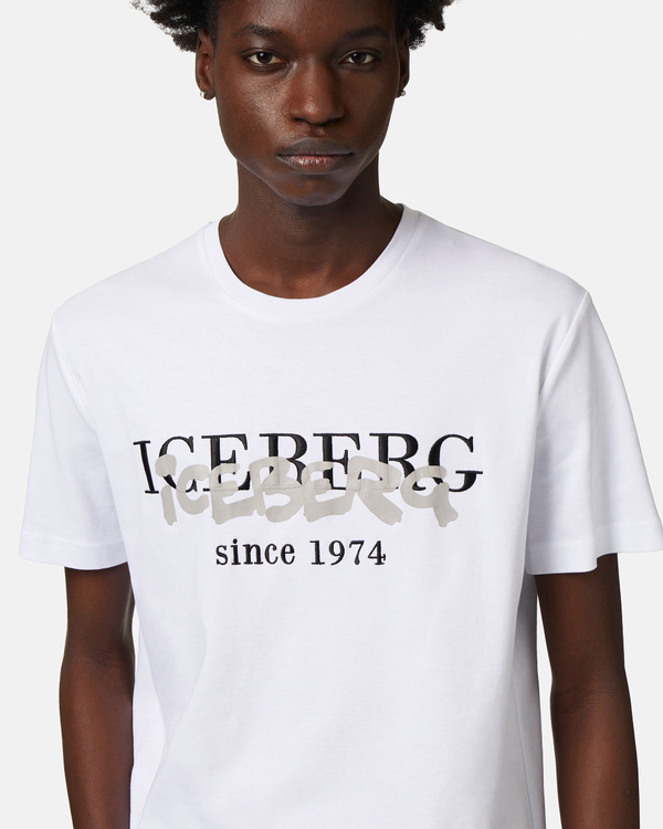 Heritage logo print t-shirt in white - Iceberg - Official Website
