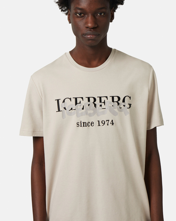 Heritage logo print t-shirt in beige - Iceberg - Official Website