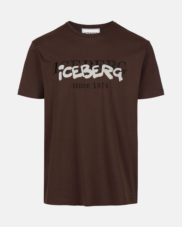 T-shirt marrone stampa logo heritage - Iceberg - Official Website