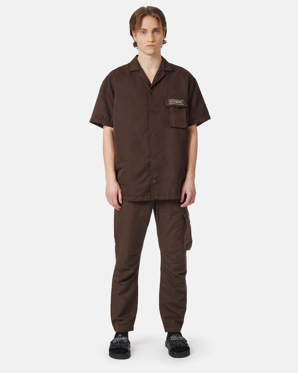 Institutional logo brown short-sleeved shirt - Iceberg - Official Website