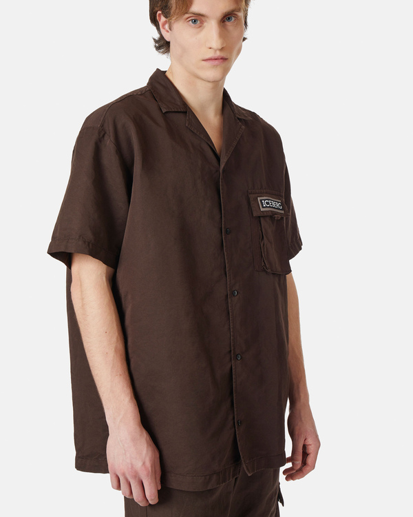 Institutional logo brown short-sleeved shirt - Iceberg - Official Website
