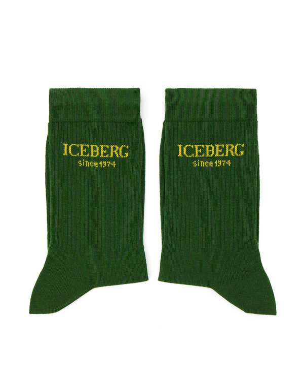 Khaki green heritage logo socks - Iceberg - Official Website