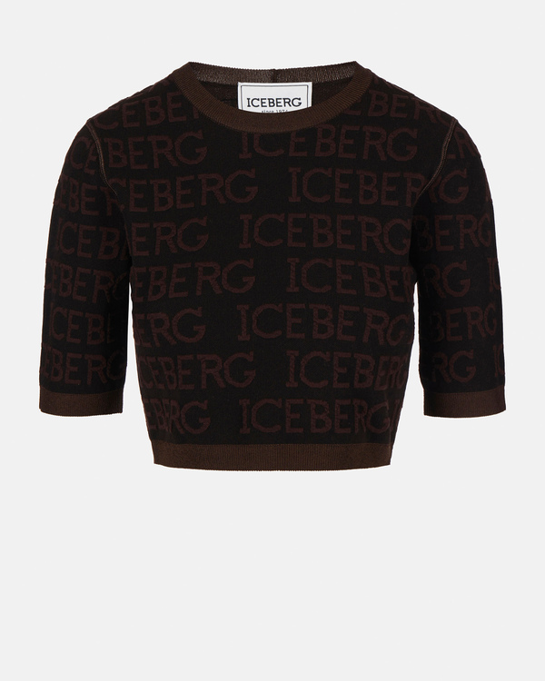 3D logo crop top in brown - Iceberg - Official Website