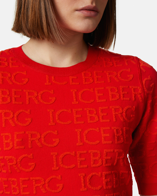 3D logo crop top in orange red - Iceberg - Official Website