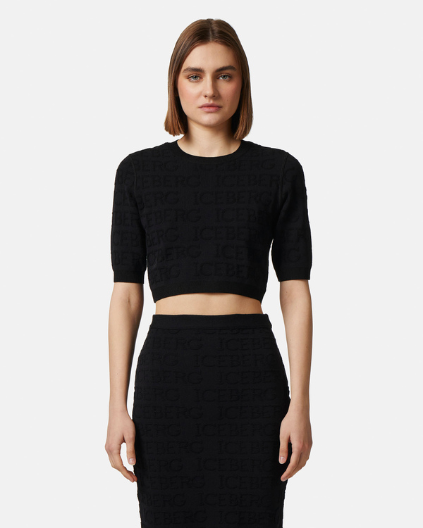 3D logo crop top in black - Iceberg - Official Website