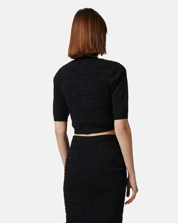 3D logo crop top in black - Iceberg - Official Website